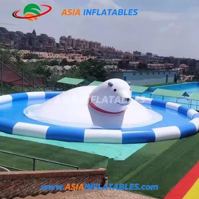 Custom Durable PVC Polar Bear Inflatable Swimming Pool for Kids Above Ground