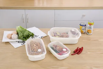 Plastic 3PCS Rectangle Food Container Set BPA Free