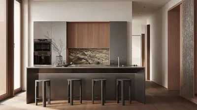 Foshan Custom Modern Metal Look Pet Wooden Kitchen Cabinet Kitchen Furniture