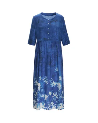 Ladies Cotton Printing Dress Women Summer Long Dress