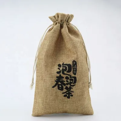 Custom Drawstring Pouch Jute Sack Packing Bag Drawstring Bag