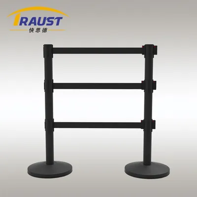 Traust Triple Belt Barrier Retractable Belt Barrie Stanchion Post Stainless Steel Powder