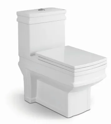 S-Trap Water Saving One Piece Toilet with Slow Down Seat Cover