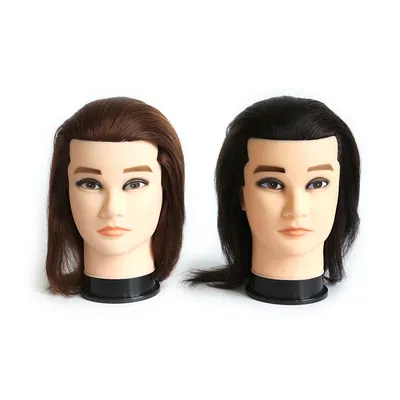100% Real Human Hair Male Mannequin Head with Beard