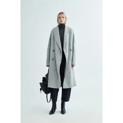 Custom Women Oversized Double Breasted Merino Wool Coat Shawl Lapel MID Length Minimalist Winter Ladies Overcoat