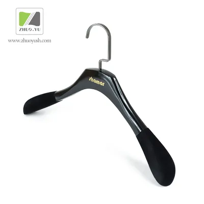 Glossy Black Wood / Top Coat Hanger with Square Hooks
