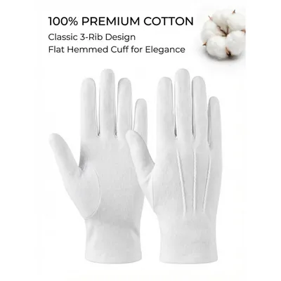 Wear-Resistant and Durable Single-Ply White Cotton Gloves for Warehouse Cargo Handling Work