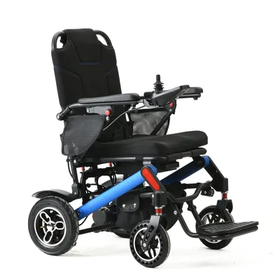 Rear Front Light Medical Foldable Motorized Wheelchair Aluminum Alloy Folding Electric Wheelchair with LCD Controller