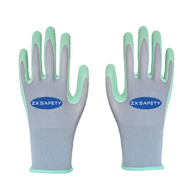 18g Grey Nylon Spandex Gloves Coated with Super Soft Nitrile