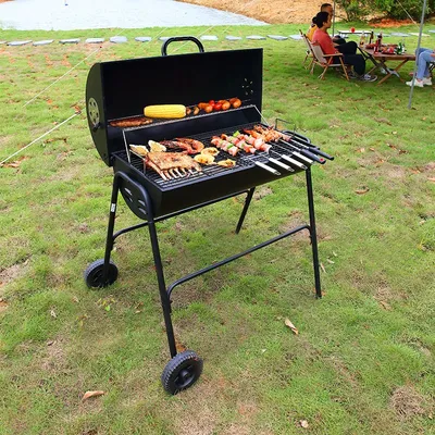 Oil Barrel BBQ Grill Outdoor Barbecue Charcoal Barrel BBQ Grill
