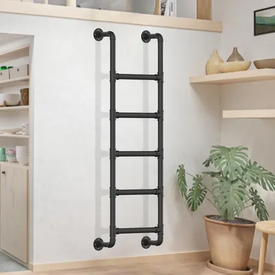Sleek Black Metal Iron Ladder Handrail for Modern Homes