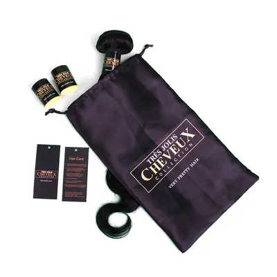 Custom brand printed hair packaging set hair bundle wraps and hair hang tags and hair silk satin bags 450pcs lot