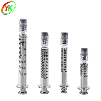 1 Ml 2.25ml 3ml 5ml Luer Lock Glass Syringe with Metal Plunger
