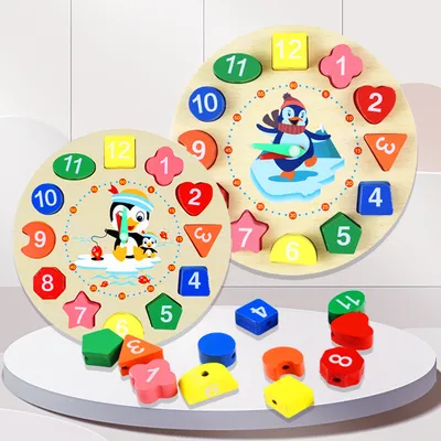 Wooden Animal Math Matching Puzzle Board Game Set - Educational Clock & Musical Toy for Kids Age 3-8, Montessori-Style Learning