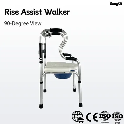 Mobility Aids Lightweight Disabled Walking Fram Two Wheel Folding Manual Walker