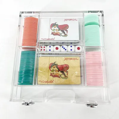 Factory Custom Acrylic Game Set Lucite Acrylic Poker Chipsgame Playing Card Chip Dice Game Set