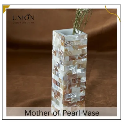 Unique Design Freshwater Mother of Pearl Home Decorative Flower Vase Rectangular Vases Home Decor