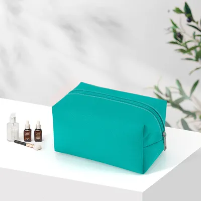 Canvas Simple Solid Color Wash Holds Waterproof Zipper Cosmetic Bag