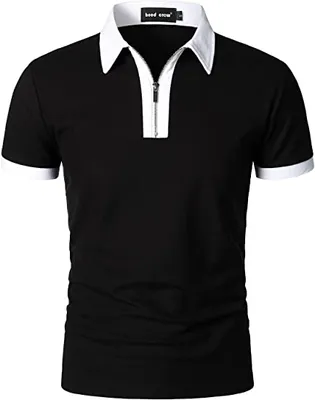 Men′ S Short Sleeve Fashion Contrast Color Zipper Polos T-Shirt