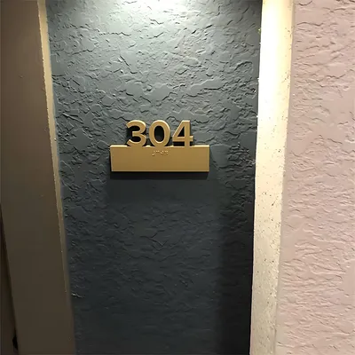Mirror Floating House Address Laser Plaques Hotel Apartment Room Door Numbers