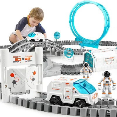 Construction Race Track Station Astronaut DIY Space Rail Toy