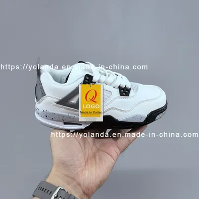 All Season Children MID Cut Aj4 Sneakers Hard Wearing Rubber Outsole Kids Footwear