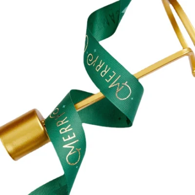 Wholesale Christmas Gift Decoration Accessories Fabric Ribbon with Gold Hot Stamping