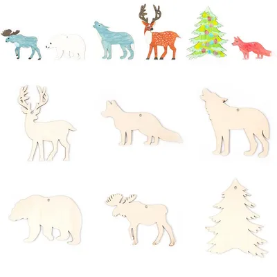 Hand-Painted Wooden Animal Ornaments for Christmas DIY Craft Kit