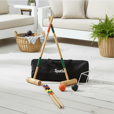Professional Croquet Set with 6 Mallets for Outdoor Lawn Games