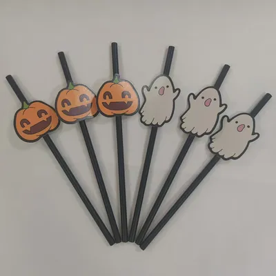 Fun Halloween Pumpkin and Ghost Paper Straws for Parties