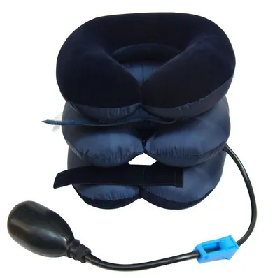 Inflatable Neck Traction Device Cervical Collar Foldable Soft Flannel Cervical Stretcher for Office Travel Neck Stiffness Relief