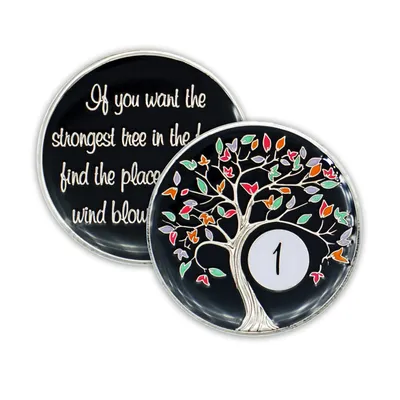 Free Sample Custom Metal Different Year Tree of Life AA Coin Token Medallion Recovery Anniversary Sobriety AA Coin