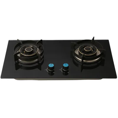 Built-in Cooking Gas Stove with Glass Panel, Double Burners Design Home Appliance