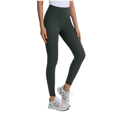 Women's No Front Seam Yoga Legging with Hidden Pockets for Running Workout