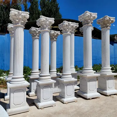 Hand Carved Natural White Marble Roman Column Stone Carving Pillar Marble Columns