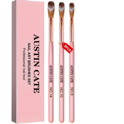 3PCS/Set Nylon Acrylic Nail Brush Set - Size 8/10/14 Nail Brushes for Acrylic Application