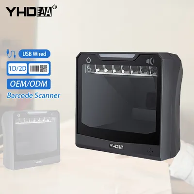 Factory Direct Sales Big Window Omnidirectional 2D CMOS Sensor Qr Code Reader High Precision Scan Auto Sense Desktop Barcode Scanner