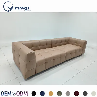 Retro Oil Wax Genuine Leather Modular Sectional Sofa