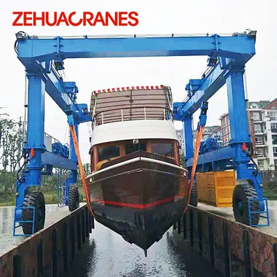 Shipyard Application 50t 100t 150t Marine Travel Lift Mobile Boat Hoist Rubber Tyred Gantry Crane Yacht Transport Lift