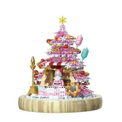 Education Christmas Toy Particle Building Blocks Assemble Toy Christmas Tree Model Mini Brick Creative DIY Christmas Decoration Gift Building Block Set for Girl