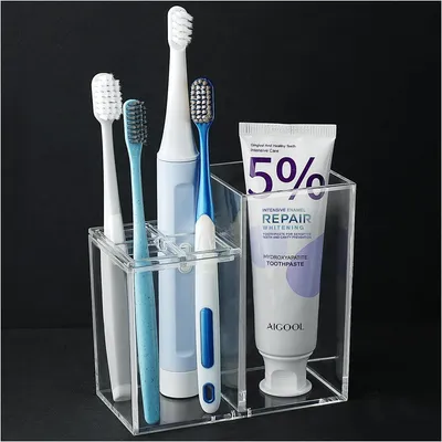 Acrylic 5-Slot Toothbrush and Toothpaste Storage Rack