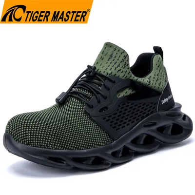 Green Non-Slip Anti-Puncture Comfortable Warehouse Fashion Sport Safety Shoes with Steel Toe