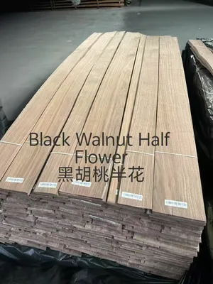 Hot Selling Black Walnut Half Flower Engineered Wood Veneer High End Natural Sliced Wood Veneer Natural Walnut Veneer