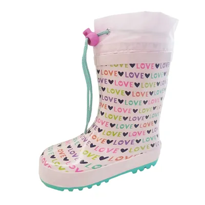 Waterproof Non-Slip Sole Durable Natural Rubber Easy Pull Handles Adjustable Side Buckle Kids Rubber Rain Boots