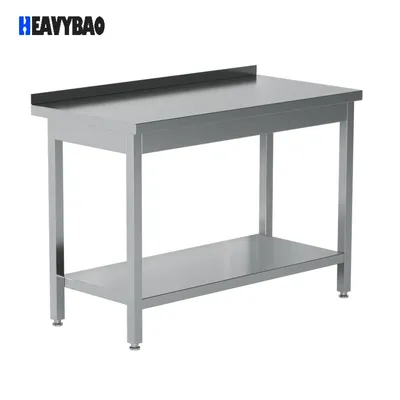 Heavybao Square Tube Kitchen Worktable with Backplash for Kitchen