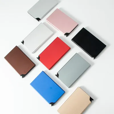 Custom Logo Metal Aluminum Anti-Theft Minimalist Slim RFID Safe Card Holder