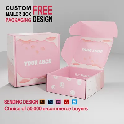Custom Corrugated Mailing Box. Pink Kraft Paper for Clothes Shipping Boxes Custom Packaging Box with Logo