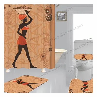 3D Custom Printed Vinyl Brown Shower Curtain