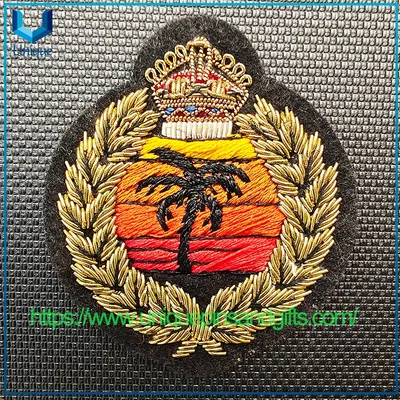 Luxury Bullion Wire India Embroidery Badge, Custom Military/Uniform Patch