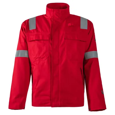 Flame Resistant Hi-Vis Breathable Jacket with Reflective Tape for All-Weather Safety Durable Industrial Protective Jacket Workwear